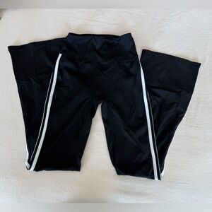 Black track pants flared Athletic leggings with White Stripes size XS